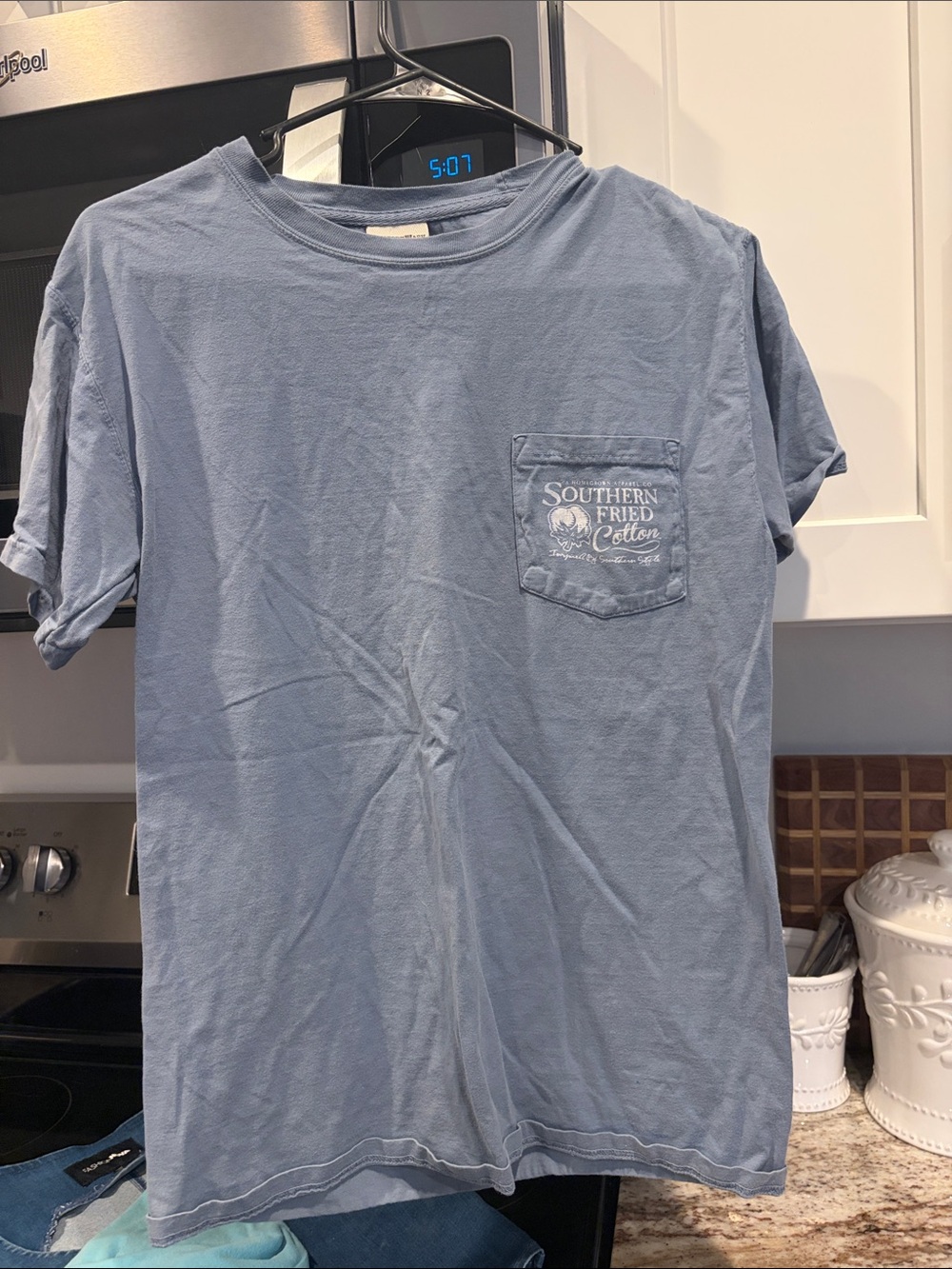 Southern Fried Cotton Men's Dusty Blue Pocket Tee